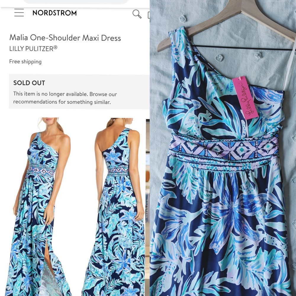 Lilly Pulitzer Malia One Shoulder Maxi Dress New With Tags! Size XS